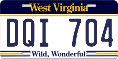 WV license plate DQI704