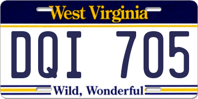 WV license plate DQI705