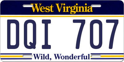 WV license plate DQI707
