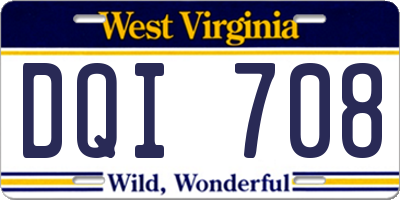 WV license plate DQI708