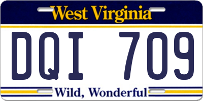 WV license plate DQI709