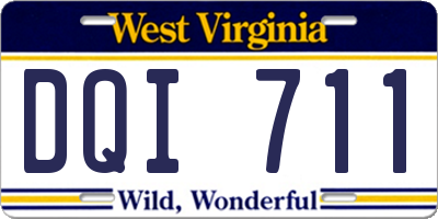 WV license plate DQI711