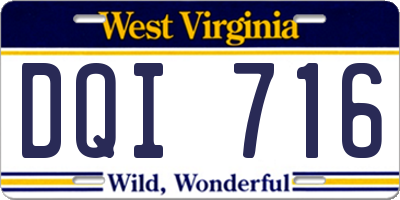 WV license plate DQI716