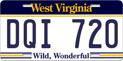 WV license plate DQI720