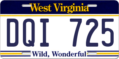 WV license plate DQI725