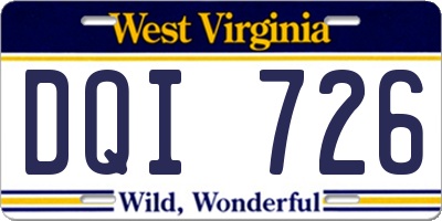 WV license plate DQI726