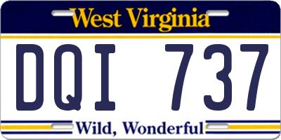 WV license plate DQI737
