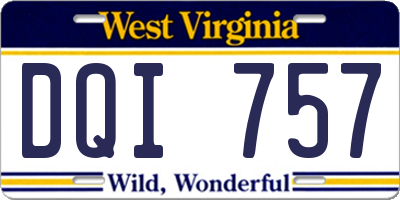 WV license plate DQI757