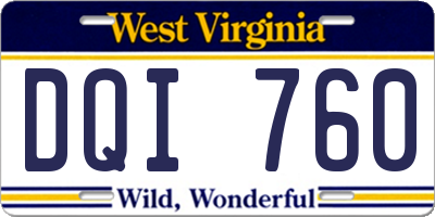 WV license plate DQI760