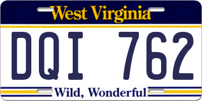 WV license plate DQI762