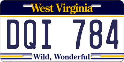WV license plate DQI784