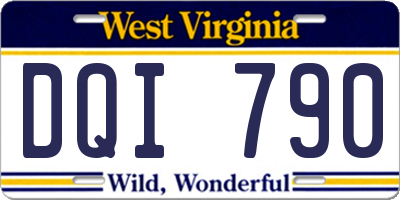 WV license plate DQI790