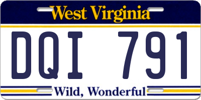 WV license plate DQI791