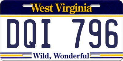 WV license plate DQI796