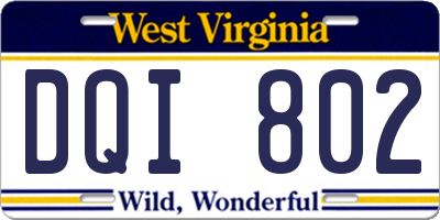 WV license plate DQI802
