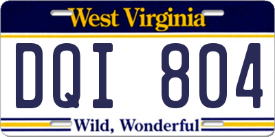 WV license plate DQI804