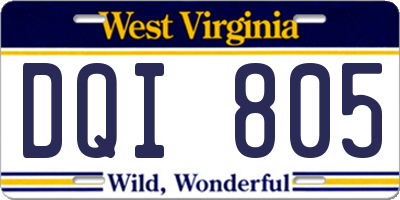 WV license plate DQI805