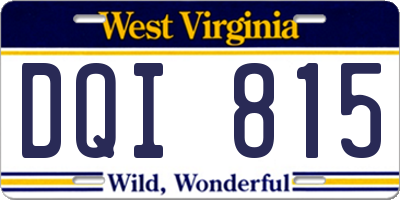 WV license plate DQI815