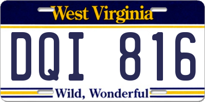 WV license plate DQI816
