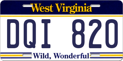 WV license plate DQI820