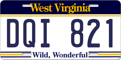 WV license plate DQI821