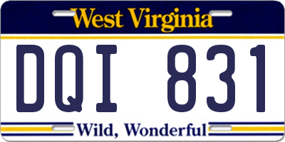 WV license plate DQI831