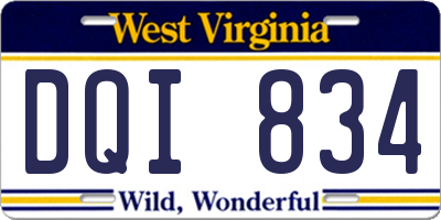 WV license plate DQI834