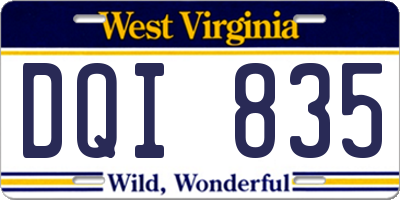 WV license plate DQI835