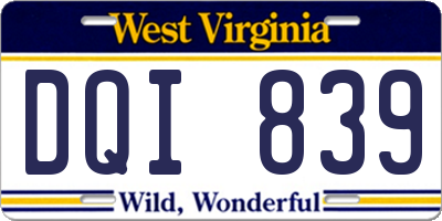 WV license plate DQI839