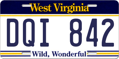 WV license plate DQI842