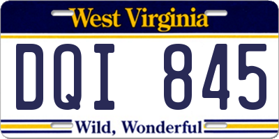 WV license plate DQI845