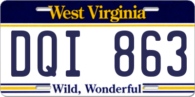 WV license plate DQI863