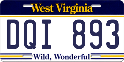 WV license plate DQI893