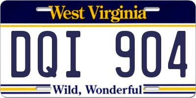 WV license plate DQI904