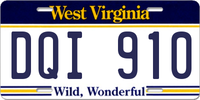 WV license plate DQI910