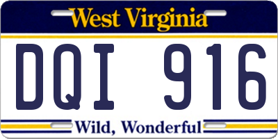 WV license plate DQI916