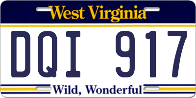 WV license plate DQI917