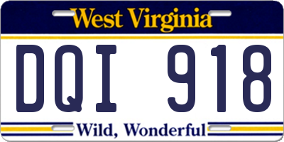 WV license plate DQI918
