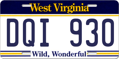 WV license plate DQI930