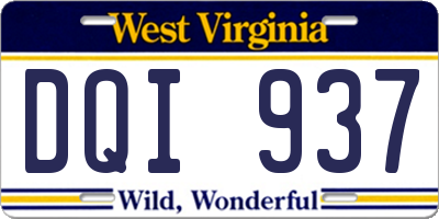 WV license plate DQI937
