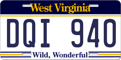 WV license plate DQI940