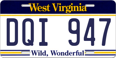 WV license plate DQI947