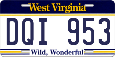 WV license plate DQI953