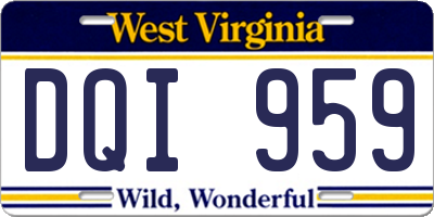 WV license plate DQI959