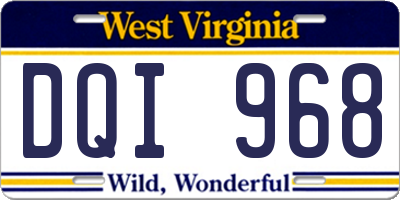 WV license plate DQI968