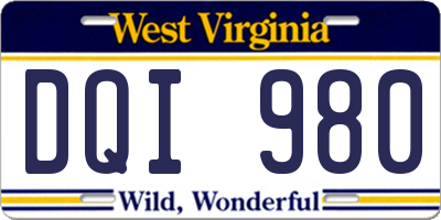 WV license plate DQI980