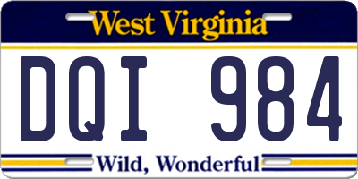 WV license plate DQI984