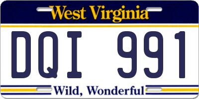 WV license plate DQI991