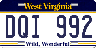 WV license plate DQI992