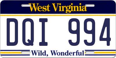 WV license plate DQI994